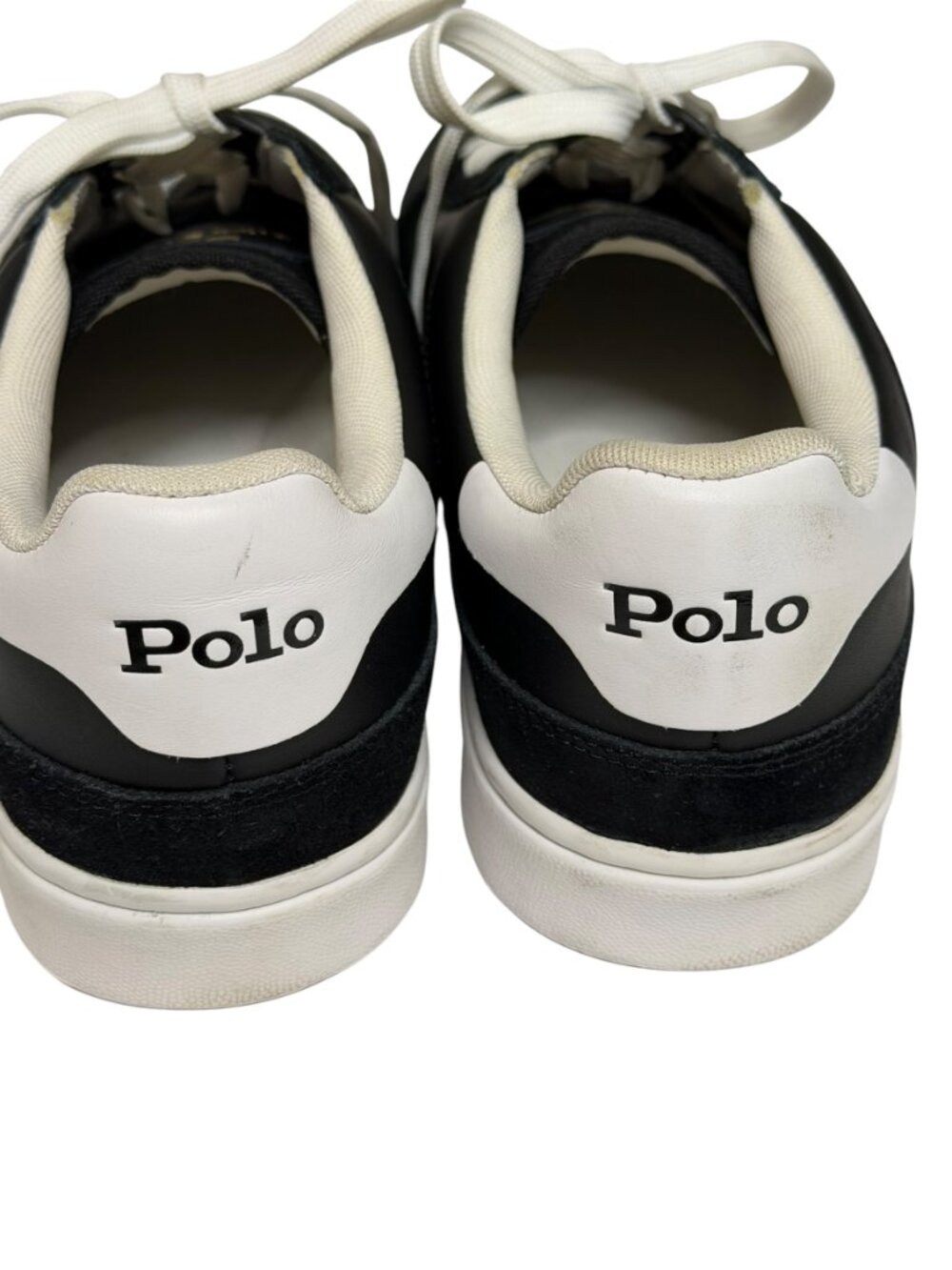 Polo Ralph Lauren Mens Court Sneakers Shoes Leather Suede Black 10 - Picture 6 of 10